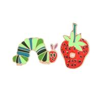 Broche chenille affamée avec motif chemin de fer fraise, Klein, Métal non précieux