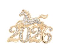 Broche cheval - Année du cheval avec strass | Épinglettes 2026 pour chapeau, pull, châle, sac, sac à dos, écharpe, robe, Refer to description, + strass, se référer à la description