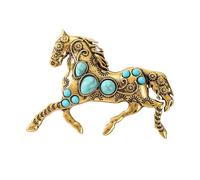 Broche cheval en alliage avec détails synthétiques turquoises - Légère et polyvalente - Accessoire pour écharpe, costumes et chemises, taille unique, Comme décrit