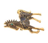 Broche Cheval Rétro en Cristaux Noirs, Bijou 2026 du Nouvel An Chinois