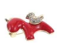 Broche Cheval Rouge en Émail, Alliage Élégant | Finition Émaillée Scintillante, Fixation Facile Revers ou Robe, Style Délicat pour Collectionneurs et Fêtes