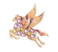 Broche cheval unique symbolisant le rêve ornée de strass étincelants pour un accessoire tendance polyvalent, taille unique, Comme décrit