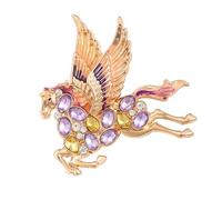 Broche cheval unique symbolisant le rêve ornée de strass étincelants pour un style tendance polyvalent et élégant, taille unique, Comme décrit