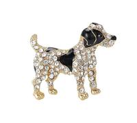 Broche Chien En Strass Et Émail Sur Métal Doré - Accessoire De Mode Mignon Pour Femme, Épingles à Revers Pour Manteau, Robe Ou Sac, Cadeau Original Pour Amoureux Des Animaux (Noir)
