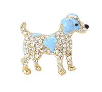 Broche Chien En Strass Et Émail Sur Métal Doré - Accessoire De Mode Mignon Pour Femme, Épingles à Revers Pour Manteau, Robe Ou Sac, Cadeau Original Pour Amoureux Des Animaux (Bleu)