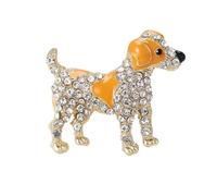 Broche Chien En Strass Et Émail Sur Métal Doré - Accessoire De Mode Mignon Pour Femme, Épingles à Revers Pour Manteau, Robe Ou Sac, Cadeau Original Pour Amoureux Des Animaux (Jaune)