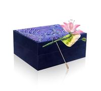 Broche chinoise faite à la main en velours de soie - Art en velours du patrimoine immatériel dans une boîte cadeau en brocart nuage, broche florale vintage pour mariages et cadeaux, Middle, Soie, Pas