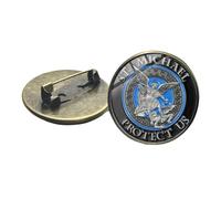 Broche chrétienne de l'archange Saint Michel Protect Me - Protection en métal - Pour sac à dos, vêtements, bijoux, Verre