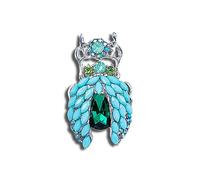 Broche Cigale Coccinelle Strass pour Femmes Filles Ton Argent CZ Turquoise AB Cristal Animal Insecte Broche Épinglettes Délicates Mignon Chapeau Sac Costume Accessoires Anniversaire Vacances Noël