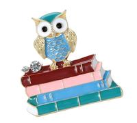 Broche classique en alliage en forme de hibou pour lire un livre de lecture, style Renaissance, bijou unique pour femmes et hommes hibou et bijoux, One Size, Comme décrit