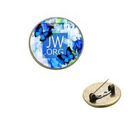 Broche classique JW.ORG Témoins de Jéhovah Collier Pins Fait à la main Art Photo Rond Cabochon en Verre Pin's Badge Bijoux en Gros, 20 mm, Zinc