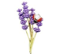 Broche Coccinelle Lavande Émail Violet Floral Grappe Cristal Inspiré de la Nature Bijoux Décontractés