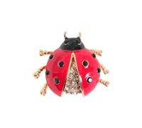 Broche coccinelle rouge en émail plaqué or et cristal CZ 3,5 cm - Petit badge insecte mignon pour écharpes, pulls, vestes, bijoux tendance pour femmes et filles