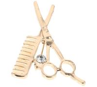 Broche Coiffeur Peigne Ciseaux, Épinglette Dorée pour Vestes et Costumes | Alliage de Zinc, Décoration Professionnelle, Style Détaillé, pour Personnel de Salon et Tenue de Travail