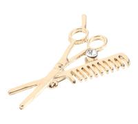 Broche Coiffeur Peigne Ciseaux pour Veste et Chemise, Alliage de Zinc | Style Coiffeur Détaillé, Finition Or, Décoration Professionnelle, Présent pour Salon, Usage Veste et Revers