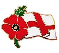 Broche commémorative 2024 du jour du Souvenir Angleterre Coquelicot de St Georges Lest We Forget, Acier allié