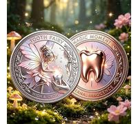 Broche commémorative 3D en forme de dent de fée - Motif ailes de papillon et dents d'elfe - Jeton de collection porte-bonheur pour enfance - Cadeau sur le thème des contes de fées