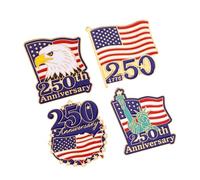 Broche commémorative de l'histoire des États-Unis en alliage antirouille avec mécanisme de fermeture sécurisée, badge en métal léger réglable, One Size, Comme décrit