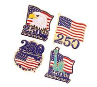 Broche commémorative de l'histoire des États-Unis en alliage antirouille avec mécanisme de fermeture sécurisée, badge en métal léger avec revêtement drapeau américain, One Size, Comme décrit