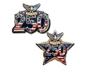 Broche commémorative du 250e anniversaire des États-Unis, épinglette en acrylique pour anniversaire de l'Amérique, 1776-2026 broche patriote historique, 4.5 x 3.5 cm, Plastique