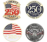 Broche Commémorative Du 250e Anniversaire Des États-unis (lot De 4) - Épinglette Souvenir Du 250e Anniversaire De L'indépendance Américaine - Épinglette Patriotique