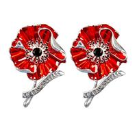 Broche commémorative du jour VE 80e anniversaire - En l'honneur des héros de la Seconde Guerre mondiale, broche en forme de fleur de coquelicot - Broche en métal émaillé - Cadeau d'anniversaire pour