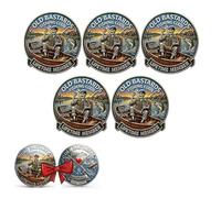 Broche commémorative du pêcheur éternel - Épingle du club de pêche Old Bastards avec pièces assorties, motif squelette vintage en émail, inscription humoristique « Pas de moufette »