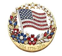 Broche commémorative unique en alliage de Zn, 250 ans, broche en alliage de Zn, fleur patriotique, étoile, pour les collections, épingle à revers du drapeau américain