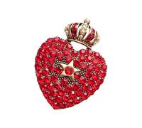 Broche compacte en forme de cœur en strass en forme de couronne, ton or | Bordure aspect perlé doré, détails accrocheurs, pour pulls, chemises, accessoires, vêtements de fête