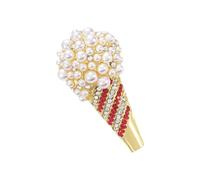 Broche conique de crème glacée avec strass brillants et perles Bijou élégant Aiguille de lampe pour femmes Accessoires de mode Pierres arbustes Perles Mignon Stylo conique