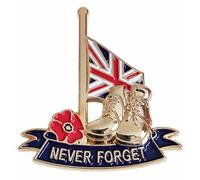 Broche coquelicot 2024 - Décoration du jour du Souvenir - Souvenir des vétérans - Épingle militaire - Never Forget, Acier allié