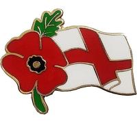 Broche coquelicot avec drapeau de l'Angleterre Croix de Saint Georges pour le jour du Souvenir Broche Lest We Forget Décorations Cadeaux Souvenirs, Zinc