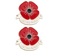 Broche coquelicot en émail avec inscription « Lest We Forget » en forme de fleur rouge