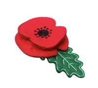 Broche Coquelicot en Feutrine - Brodée Machine - Fleur Brodée à la Machine - Accessoire Feutrine Rouge et Vert - Dos Épingle Métal - Environ 7cm