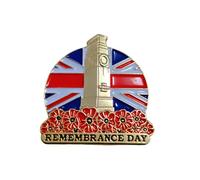 Broche coquelicot rouge « Lest We Forget » - Drapeau Union Jack - Décorations pour vétérans - Souvenirs