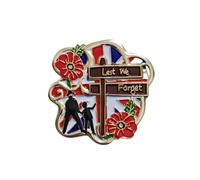 Broche coquelicot rouge « Lest We Forget » pour commémoration du jour du Souvenir Drapeau Union Jack Décorations Cadeaux vétérans Souvenir