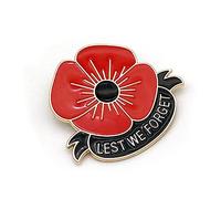 Broche coquelicot rouge pour femme « Lest We Forget » - Broche commémorative en forme de coquelicot commémoratif pour le jour du souvenir - Cadeau commémoratif pour la fête des anciens combattants