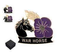 Broche Coquelicot Violet Cheval de Guerre Édition Limitée Broche | Broche Coquelicot Métallique Rétro avec Deux Fermoirs de Sécurité, Design 3D, Symbole de Loyauté et de Souvenir