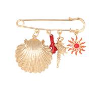 Broche coquillage, ton or, breloque côtière, Accent pour revers | Bijoux de déclaration en résine en alliage de zinc d ' une taille de 2, 56 x 2, 17