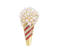 Broche coréenne en forme de cône de glace avec strass brillants et perles - Bijou élégant pour femme - Accessoires de mode coréenne