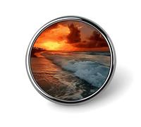 Broche coucher de soleil sur la plage, épingle de sécurité élégante en alliage de qualité supérieure, insigne vestimentaire inaltérable, ornement raffiné sans bavure, accessoire de mode et cadeau idéa
