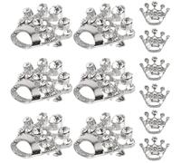 Broche Couronne Argenté 12 Pièces en Alliage et Verre pour Bijoux