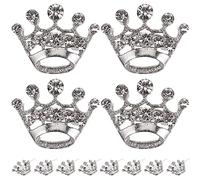 Broche Couronne Argenté Lot de 12 Pièces en Alliage et Verre Taillé