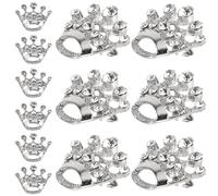 Broche Couronne en Cristaux Argentés, Lot de 12 Pièces en Alliage