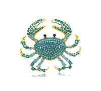 Broche crabe avec strass pour femmes et filles - Plaqué or - Tendance - Cristal marin - Épinglettes brillantes exagérées - Jolies vacances - Bijoux de Noël - Cadeau pour fête à thème, Medium, Métal