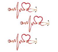 Broche Créative 3 Pièces Alliage de Zinc pour Médecins et Infirmiers | Finition Émail et Cristaux Imitation, Style Chic et Joli, Rouge, Lot de Trois pour Tenue Professionnelle