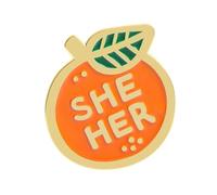 Broche créative émaillée avec motif oranges et pronoms de genre « They She/Her » pour bijoux de mode en alliage, taille unique, Comme décrit