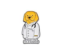 Broche créative en émail « Trust Me I'M A DOGTOR » - Épinglettes fantaisie drôles en forme de canard - Épinglettes mignonnes de dessin animé jaune - Pour sacs à dos, vestes, vêtements - Accessoires