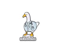 Broche créative en forme de canard en émail « Trust Me I'm A Duckctor » - Broche fantaisie amusante en forme de canard - Épinglettes en forme d'oie de dessin animé - Pour sacs à dos, vestes, vêtements