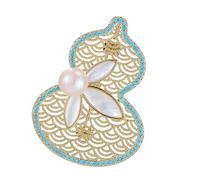 Broche créative en forme de gourde creuse en cuivre légère et confortable pour un usage quotidien - Accessoire d'affaires élégant avec perles, taille unique, Comme décrit
